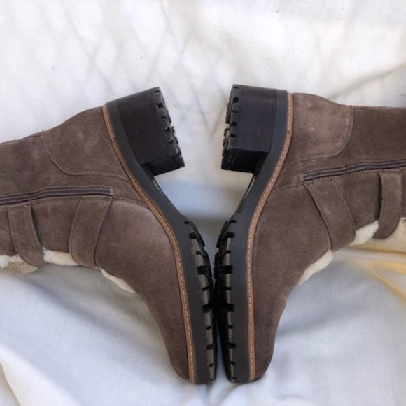 Naturalizer taupe suede and faux fur winter ankle boots - size 9 - Picture 4 of 9